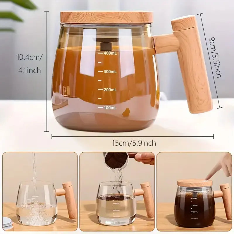 Taza Eléctrica de Lujo 400ml – Mezcla con un botón, sin cucharas ni grumos – 30% de descuento
