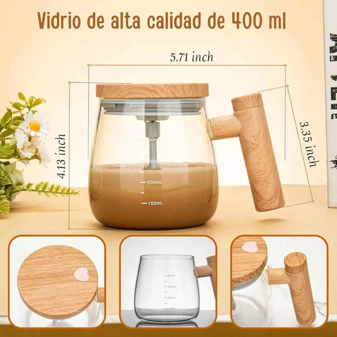 Taza Eléctrica de Lujo 400ml – Mezcla con un botón, sin cucharas ni grumos – 30% de descuento